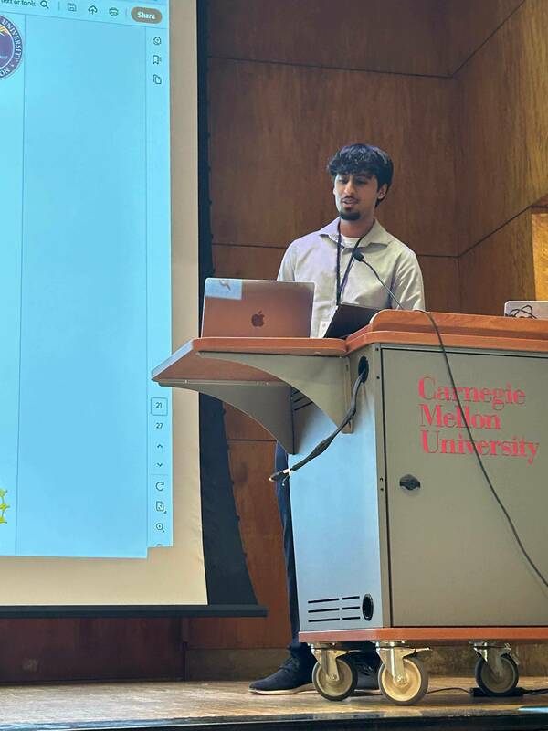 Jaiman Sandhu delivering his new member introduction at the in person CMU meeting.